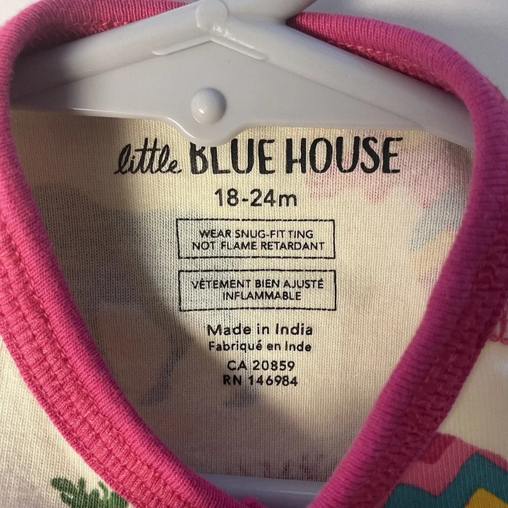 Little Blue House Pajamas Baby Girls 18-24M Pink Moose One Piece Cotton Footed